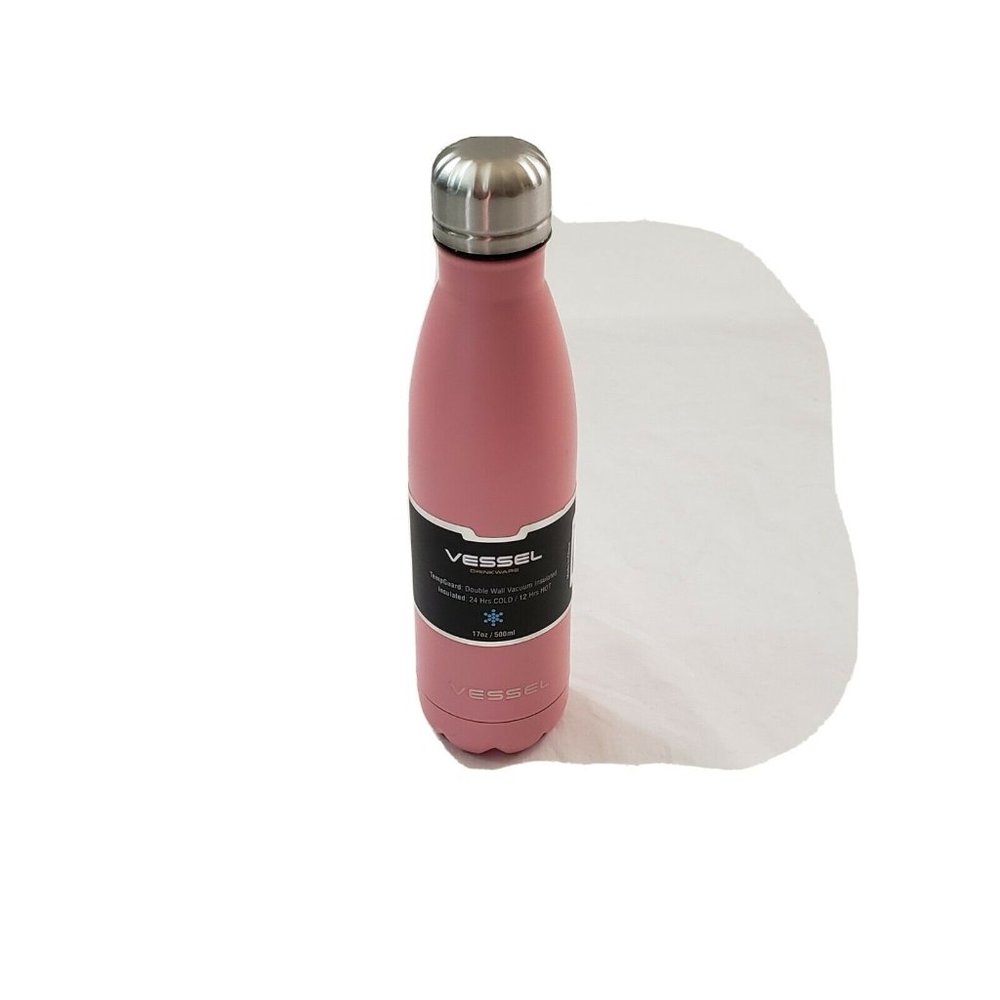 Vessel Drinkware 17 oz Stainless Bottle, Pink Stays Cold 24 Hrs/Hot 12 Hrs